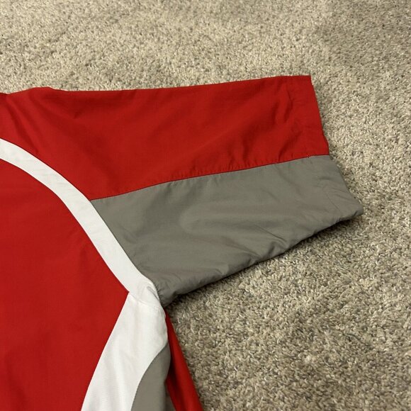 Footjoy Men's Large Short Sleeve 1/2 Zip Golf Windbreaker Jacket Red White - Picture 6 of 11